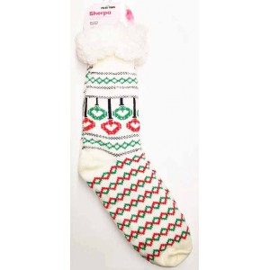 Ladies  Long Sherpa Homesocks with anti-skid